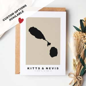 Tarjeta de felicitación personalizada de San Cristóbal y Nieves - Sobre Kraft incluido - Texto personalizado - Tarjeta de felicitación - Aniversario - Viaje sorpresa - Cumpleaños