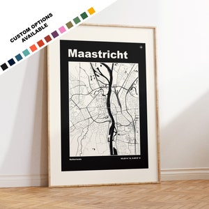 Maastricht Karte Print - Benutzerdefinierte Textoptionen - Maastricht Karte - Mid Century Modern - Benutzerdefinierte Farben - Geschenkanhänger oder Leinwand