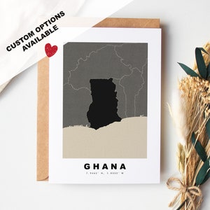 Tarjeta de felicitación personalizada de Ghana - Sobre Kraft incluido - Texto personalizado - Tarjeta de felicitación de Ghana - Aniversario - Viaje sorpresa - Cumpleaños