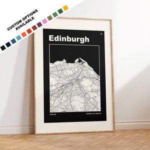 Impression de carte d'Édimbourg - Options/couleurs personnalisées disponibles - Impressions ou impressions encadrées - Édimbourg, Écosse - Texte personnalisé pour cadeau