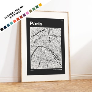 Paris Karte drucken - Paris Stadtplan - Karte Poster - Karte Kunst - Karte Wandkunst