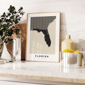 Print Florida - aangepaste kaartafdruk - gepersonaliseerde tekst cadeau-opties - lijst/canvas opties - kaartafdruk vintage stijl
