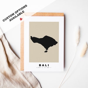 Tarjeta de felicitación personalizada de Bali - Sobre Kraft incluido - Texto personalizado - Tarjeta de felicitación de Bali - Aniversario - Viaje sorpresa - Cumpleaños