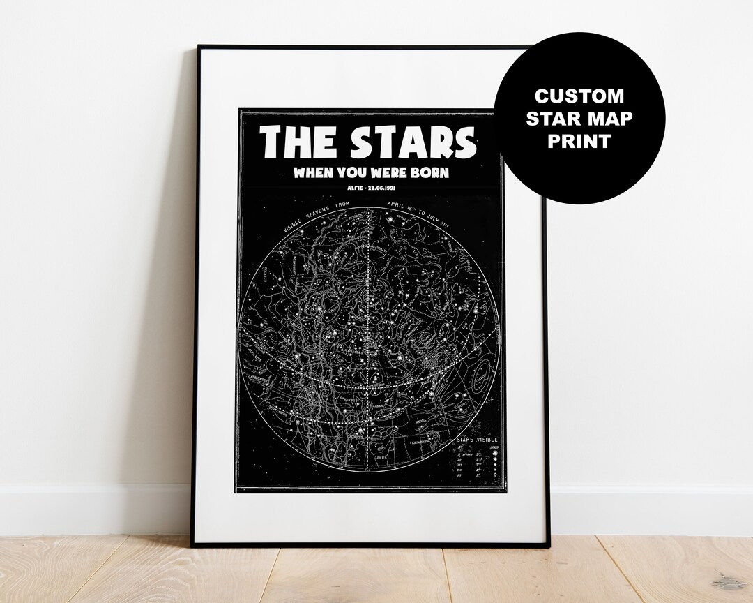 Custom Star Map Print Night You Were Born Personalised Birthday Gift ...