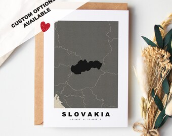 Slovakia Custom Greeting Card - Kraft Envelope Included - Custom Text - Slovakia Greeting Card - Anniversary - Surprise Trip - Birthday