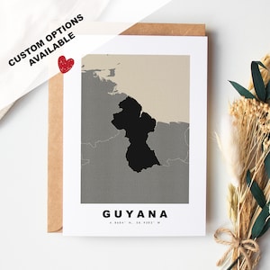 Aangepaste wenskaart Guyana - kraftenvelop inbegrepen - aangepaste tekst - Guyana-wenskaart - jubileum - verrassingsreis - verjaardag