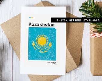 Kazakhstan Greeting Card - Custom Greeting Card - Blank Card - Recycled Envelope Included - Greeting Card - Birthday - Anniversary - Trip
