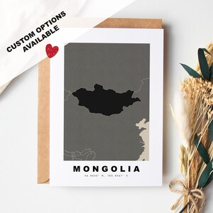 Tarjeta de felicitación personalizada de Mongolia - Sobre Kraft incluido - Texto personalizado - Tarjeta de felicitación de Mongolia - Aniversario - Viaje sorpresa - Cumpleaños