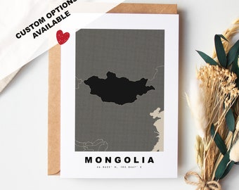 Mongolia Custom Greeting Card - Kraft Envelope Included - Custom Text - Mongolia Greeting Card - Anniversary - Surprise Trip - Birthday