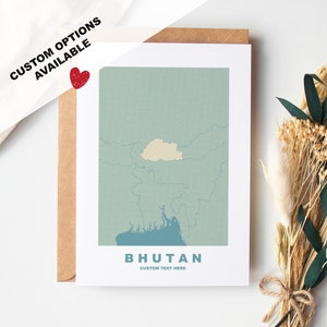 Tarjeta de felicitación de Bután - Opciones personalizadas disponibles - Sobre reciclado incluido