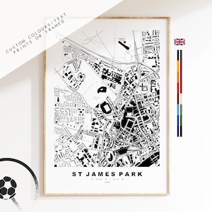 Aangepaste stadionkaart afdrukken - elk voetbalstadion - stadionkaart - cadeaus voor hem - cadeau voor papa - prenten of ingelijste prenten - Newcastle