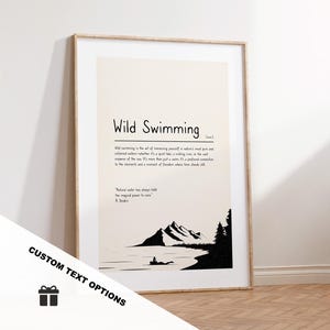 Wildzwemmen definitie print - aangepaste tekst/citaatopties - aangepast cadeau - ingelijst of canvas - quote print - verschillende kleuren beschikbaar