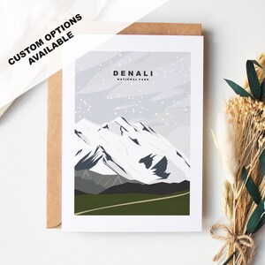 Cartão de felicitações Denali - Parque Nacional Denali - Cartões de felicitações dos parques nacionais dos EUA - Envelope incluído - Cartão reciclado branco