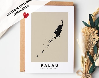Palau Custom Greeting Card - Kraft Envelope Included - Custom Text - Palau Greeting Card - Anniversary - Surprise Trip - Birthday
