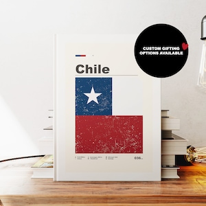 Carnet Chili - Drapeau - A5 ou A4 - Carnet de cartes - Carnet à couverture rigide - Carnet à reliure à anneaux - Ligné - Graphique - Papier ordinaire - Petit cadeau - Cadeau