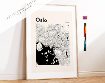 Oslo Map Print - Print, Framed or on Canvas - Oslo Poster - Oslo, Norway - Custom Text Options - Map Wall Art - Gift