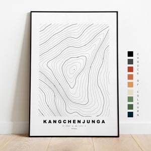 Kangchenjunga Carta Geografica -  Manifesto - Stampa  Manifesto della mappa