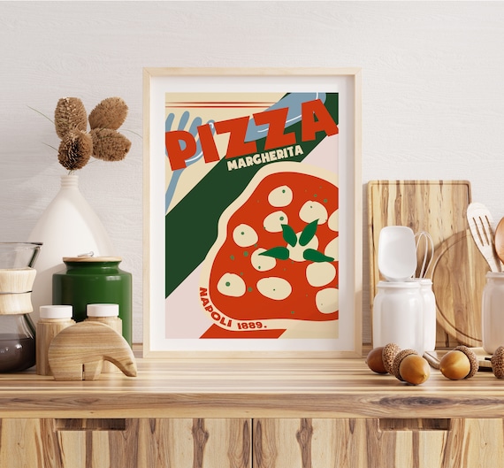 Pizza Print - Italian Food Poster - Pizza Margherita - Napoli - Pizza Poster - Foodie Gift - Gift for Pizza Lover - Kitchen Wall Art