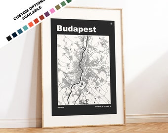 Budapest Map Print - Custom options/colours available - Prints or Framed Prints - Budapest, Hungary - Custom Text for Gift