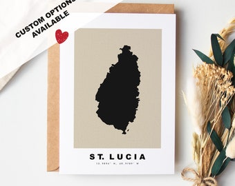 Saint Lucia Custom Greeting Card - Kraft Envelope Included - Custom Text - St Lucia Greeting Card - Anniversary - Surprise Trip - Birthday