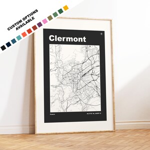 Impresión del mapa de Clermont Ferrand - Impresión, enmarcada o sobre lienzo - Impresiones o impresiones enmarcadas - Clermont Ferrand, Francia - Opciones de texto personalizadas