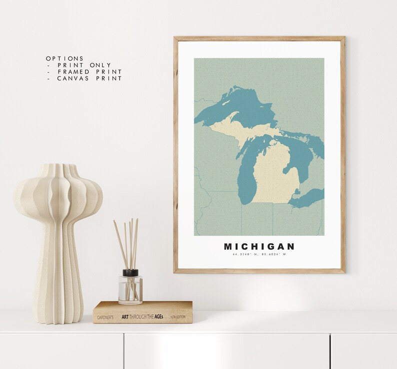 Michigan Frame Michigan Print - Custom Map Print - Personalised Text Gift Options ...