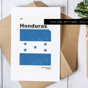 Tarjeta de felicitación de Honduras - Tarjeta de felicitación personalizada - Bandera de Honduras - Tarjeta en blanco - Sobre reciclado incluido - Tarjeta de felicitación de Honduras - Cumpleaños