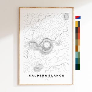 Mappa Caldera Blanca -Lanzarote - Mappa dei contorni - Topografia - Mappa topografica - Stampa - Poster - Stampa mappa