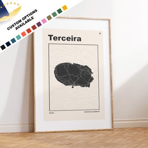 Terceira Imprimer - Açores Map Print - Açores Wall Art - Carte - Imprimer - Affiche - Cadeau