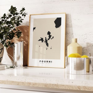 Fourni Print - Benutzerdefinierter Kartendruck - Personalisierte Text Geschenkoptionen - Rahmen / Leinwandoptionen - Vintage Style Map Print