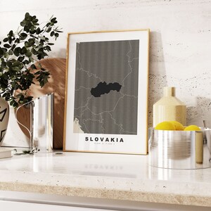 Slovakia Print - Custom Map Print - Personalised Text Gift Options - Frames/Canvas Options - Vintage Style Map Print