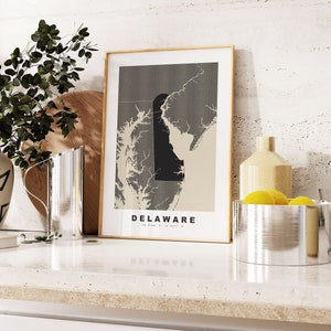 Delaware Print - Custom Map Print - Personalised Text Gift Options - Frames/Canvas Options - Vintage Style Map Print