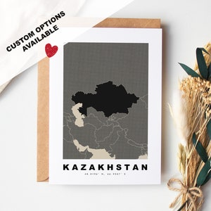 Tarjeta de felicitación personalizada de Kazajstán - Sobre Kraft incluido - Texto personalizado - Tarjeta de felicitación de Kazajstán - Aniversario - Viaje sorpresa - Cumpleaños