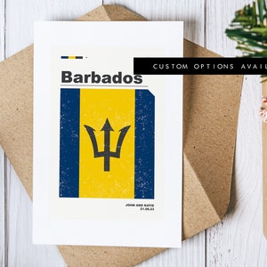 Carte de voeux de la Barbade - Carte de voeux personnalisée - Barbade - Carte vierge - Enveloppe recyclée incluse - Carte de voeux de la Barbade - Anniversaire