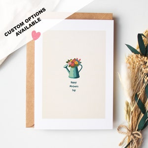 Biglietto per la festa della mamma - Biglietto minimalista per la festa della mamma con annaffiatoio - Biglietto A6 e busta - Opzionale: inviare al destinatario con messaggio personale