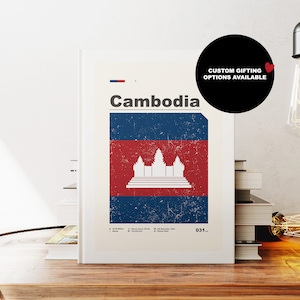 Carnet Cambodge - A5 ou A4 - Carnet de cartes - Carnet à couverture rigide - Cahier à reliure circulaire - Ligné - Graphique - Papier ordinaire - Petit cadeau - Cadeau