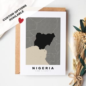 Benutzerdefinierte Grußkarte aus Nigeria - Kraft Umschlag enthalten - Benutzerdefinierter Text - Nigeria Grußkarte - Jubiläum - Überraschungsreise - Geburtstag