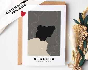 Nigeria Custom Greeting Card - Kraft Envelope Included - Custom Text - Nigeria Greeting Card - Anniversary - Surprise Trip - Birthday