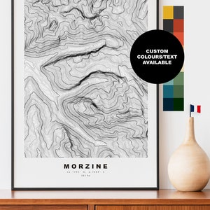 Morzine-afdruk - contourkaart - Frankrijk - topografische kaart - afdrukken - poster - muurkunst - Morzine-poster - topografie - Morzine Ski - Morzine-kaart