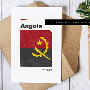 Cartão de felicitações de Angola - Cartão de felicitações personalizado - Bandeira de Angola - Cartão em branco - Envelope reciclado incluído - Cartão de felicitações de Angola - Aniversário