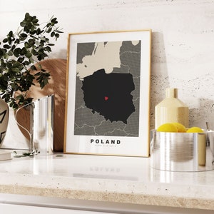 Polen Druck - Benutzerdefinierter Kartendruck - Personalisierte Text Geschenkoptionen - Rahmen / Leinwandoptionen - Vintage Style Map Print