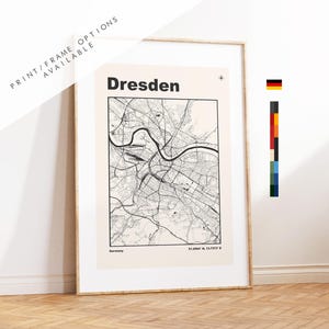 Dresden Map Print - Dresden City Map - Germany - Prints or Framed Prints - Custom Text Options - Different Colours Available