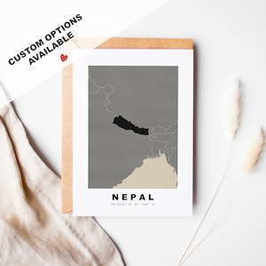 Cartão de felicitações personalizado do Nepal - Envelope Kraft incluído - Texto personalizado - Cartão de felicitações do Nepal - Aniversário - Viagem surpresa - Aniversário
