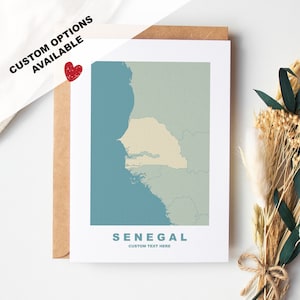 Tarjeta de felicitación de Senegal - Opciones personalizadas disponibles - Sobre Kraft incluido - Aniversario - Cumpleaños - Viaje sorpresa - Tarjeta personalizada