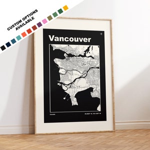 Vancouver Print - Map Print - Mid Century Modern - Retro - Vintage - Contemporary - Vancouver Print - City Map - City Map Poster - Gift