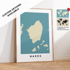 Naxos Kartendruck - Personalisiertes Kartengeschenk - Rahmen- oder Leinwandoptionen verfügbar - Benutzerdefinierte Textoptionen - Personalisiertes Geschenk