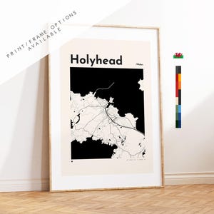 Holyhead Map Print - Custom options/colours available - Prints or Framed Prints - Wales