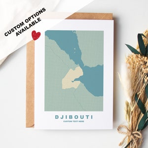 Tarjeta de felicitación de Yibuti - Opciones personalizadas disponibles - Sobre Kraft incluido - Aniversario - Cumpleaños - Viaje sorpresa - Tarjeta personalizada
