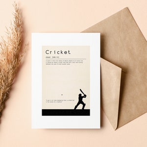 Carte de voeux de cricket - Carte vierge - Enveloppe recyclée incluse - Cricket - Carte de cricket - Carte pour joueur de cricket - Anniversaire - Noël
