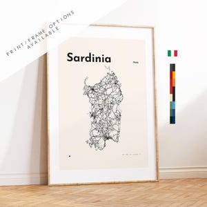 Sardinia Map Print - Custom options/colours available - Prints or Framed Prints - Italy